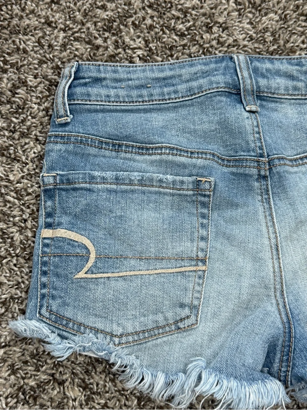 American Eagle Outfitters Women's Light Blue Distressed Denim Cutoff Shorts